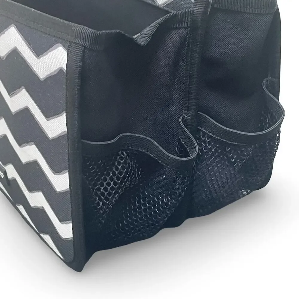 Thirty One Double Duty Caddy Black Chevron Links Tote Craft Nursery Organizer 31